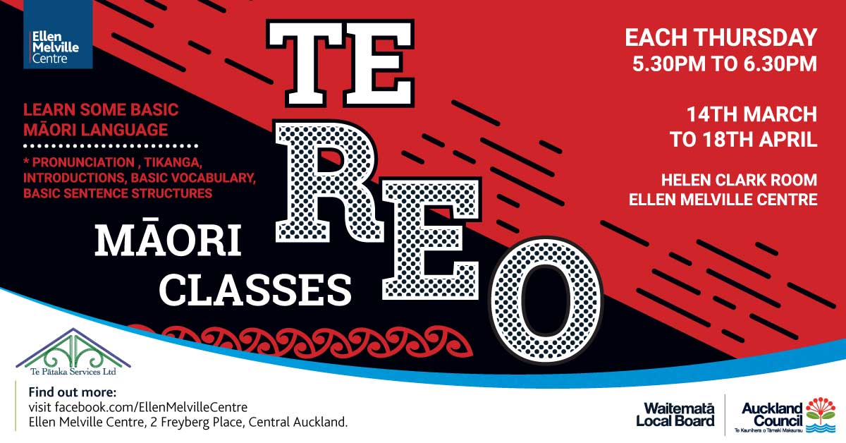 Te Rep Maori Classes, Thursday's 5.30pm, 14 March to 18 April