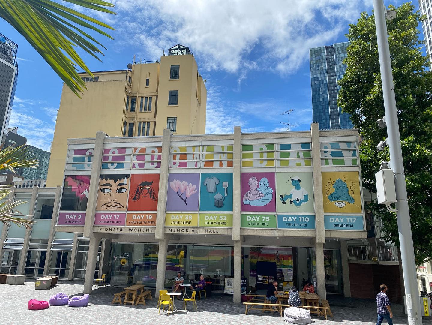 This year the Ellen Melville Centre are featuring illustration from Marc Conaco’ Lockdown Diary on our Pioneers Women's Hall windows.